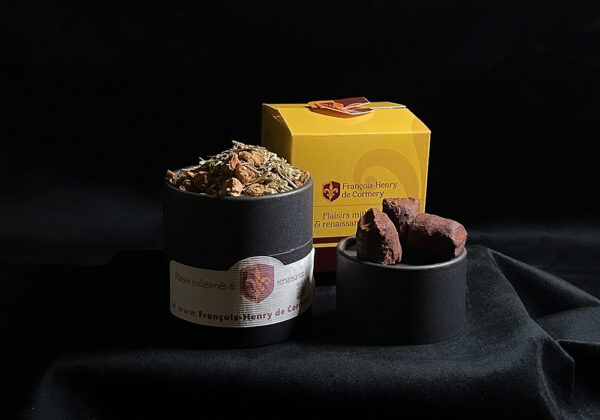 thé et truffes au chocolat noir en bio