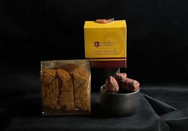 biscuits sec croquants de Provence et truffes bio au chocolat noir